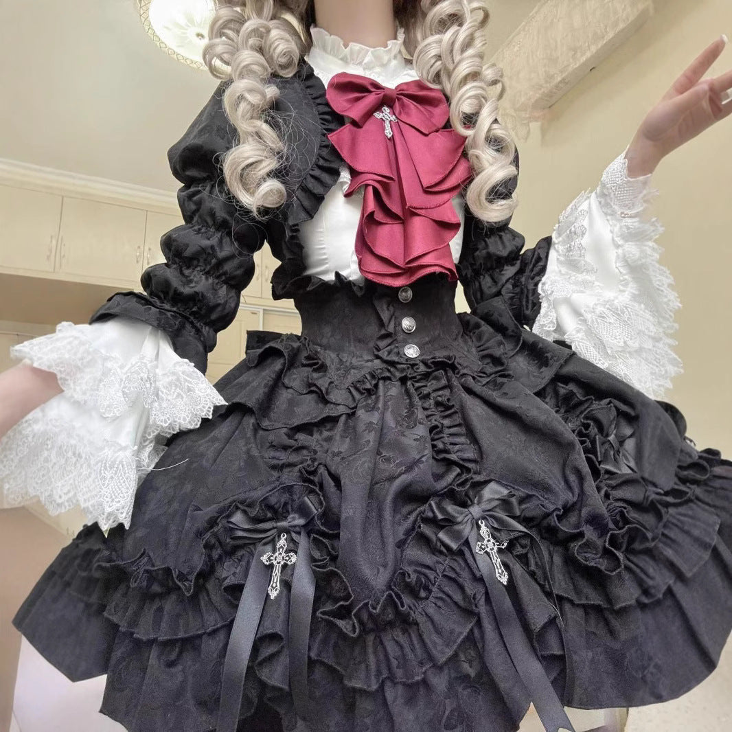 Court Style Coat Waist-tight Slimming Shirt Pettiskirt Three-piece Set