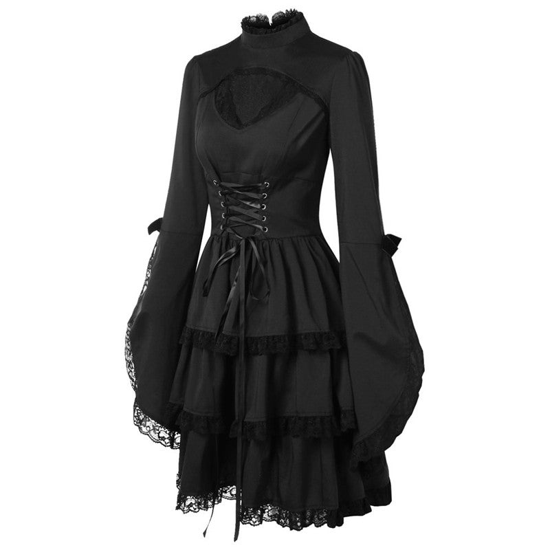 Lace stitching retro skirt