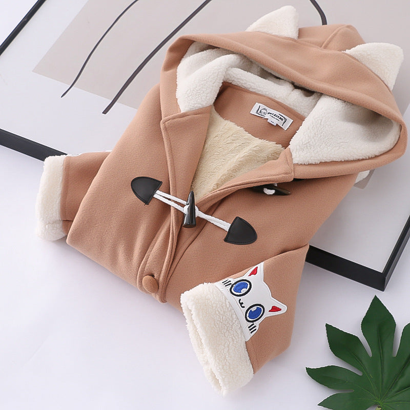 Kawaii Fashion Coat Whimsical Khaki Dreamscape Hooded Coat