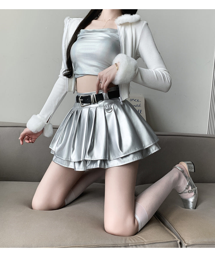 Kawaii Fashion Skirt Silver Moonlit Whisper A-Line Skirt