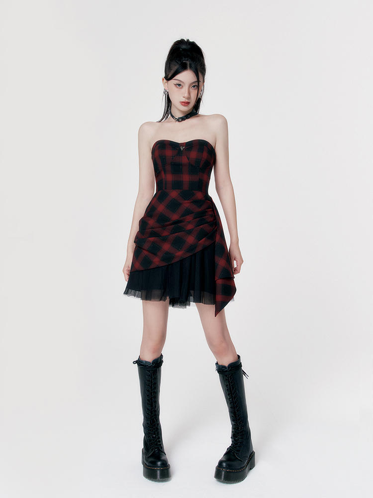 Kawaii Fashion Punk Dress Crimson Whisper Collage Mini Dress