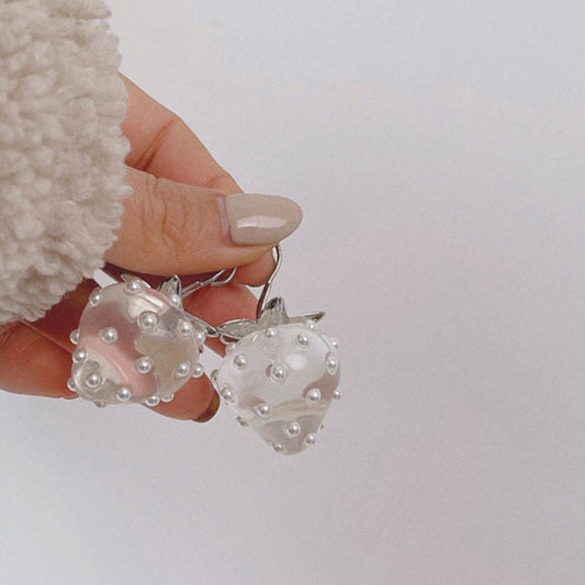 Kawaii fashion accessory whimsical Strawberry Dream Earring Pair