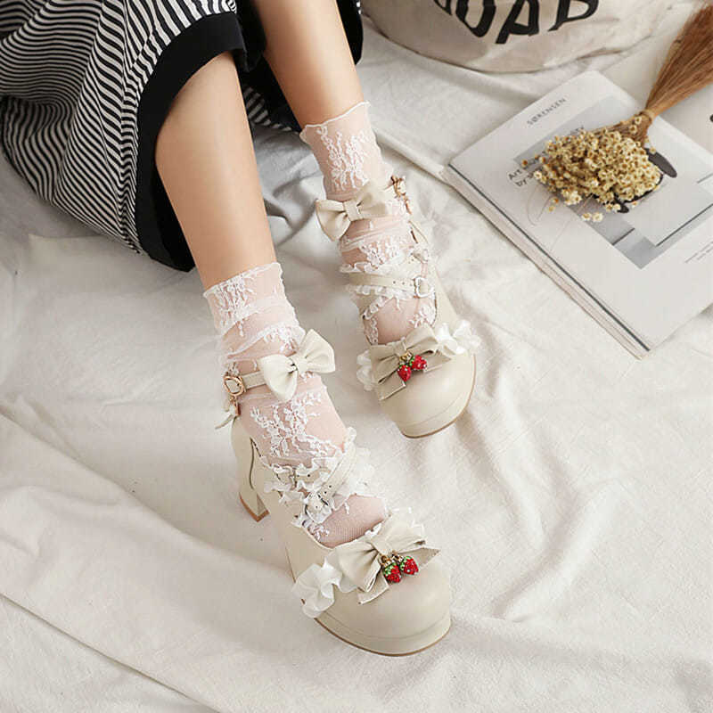 Kawaii Fashion Shoes Velvet Whisper Buckle Heels