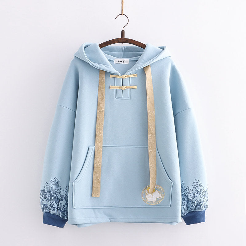 Kawaii Fashion Hoodie Whispers of Blue Cotton Blossom Top