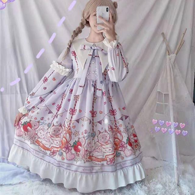 Kawaii Fashion Lolita Dress Lavender Whiskers Dream Swing Skirt