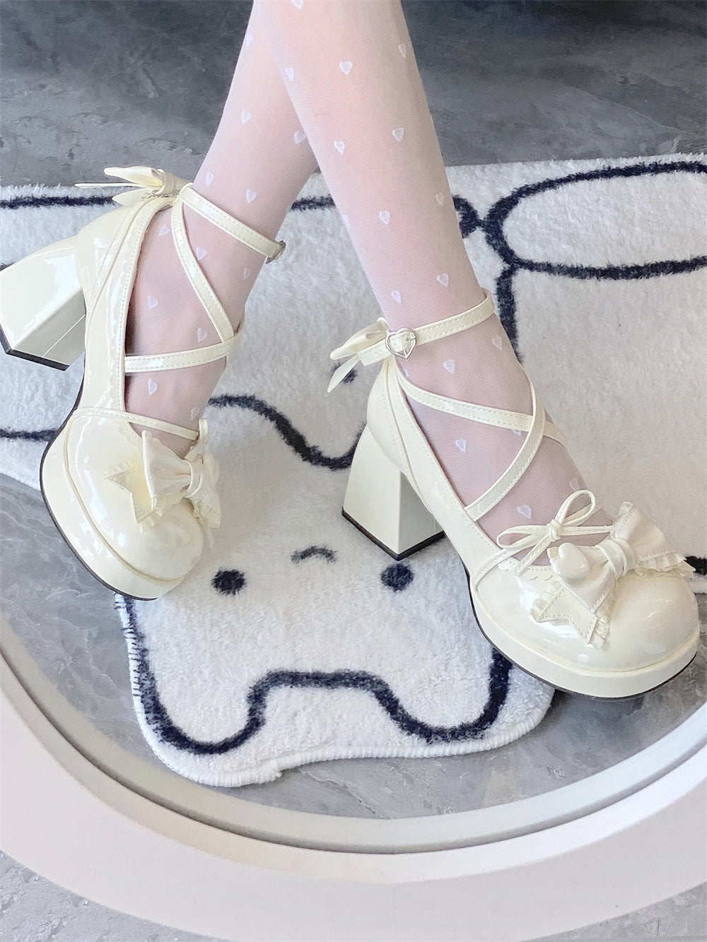 Kawaii Fashion Shoes Milk Cloud Ruffle Step Heels