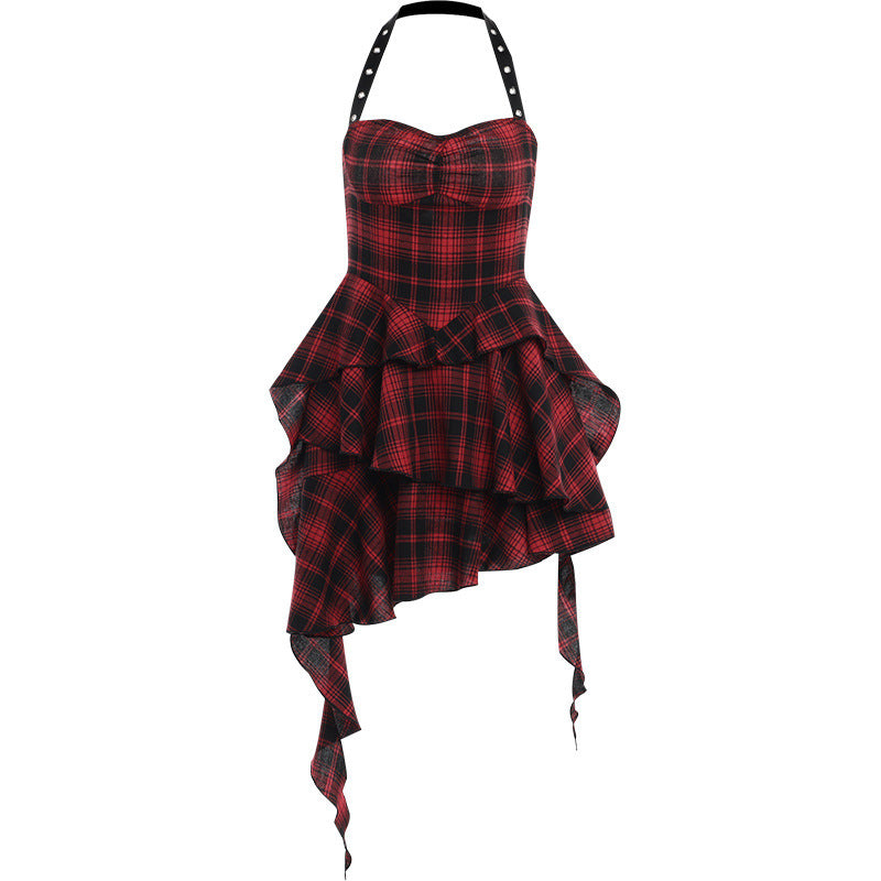 Kawaii Fashion Punk Dress Scarlet Plaid Dreamweaver Slip Dress