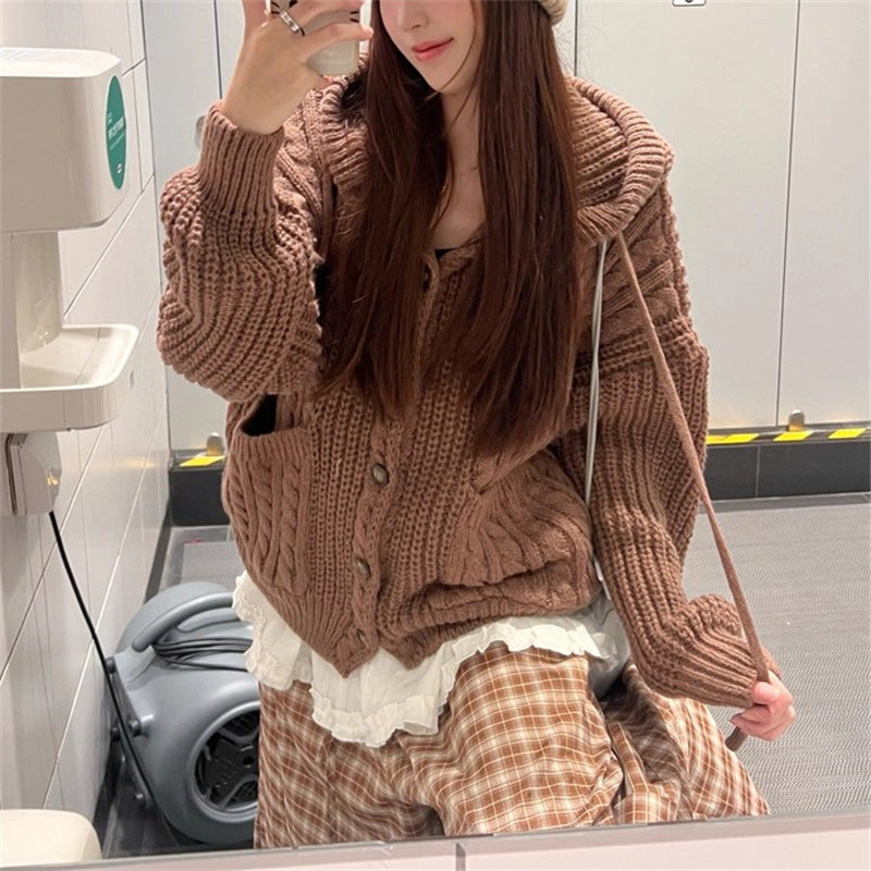 Kawaii Fashion Sweater Caramel Cloud Knitted Cardigan
