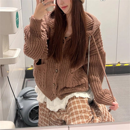 Kawaii Fashion Sweater Caramel Cloud Knitted Cardigan