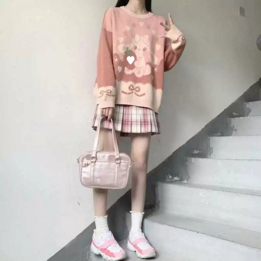Kawaii Fashion Sweater Whimsical Jacquard Dreamweaver Pullover