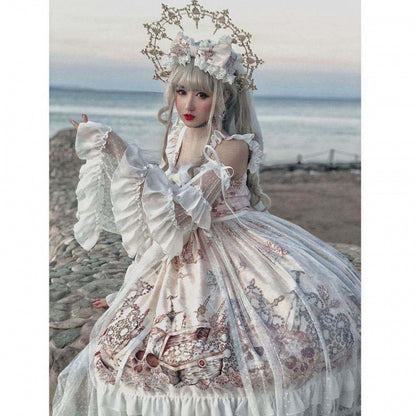 Beige Bowtied Whispers of Elegance Dress