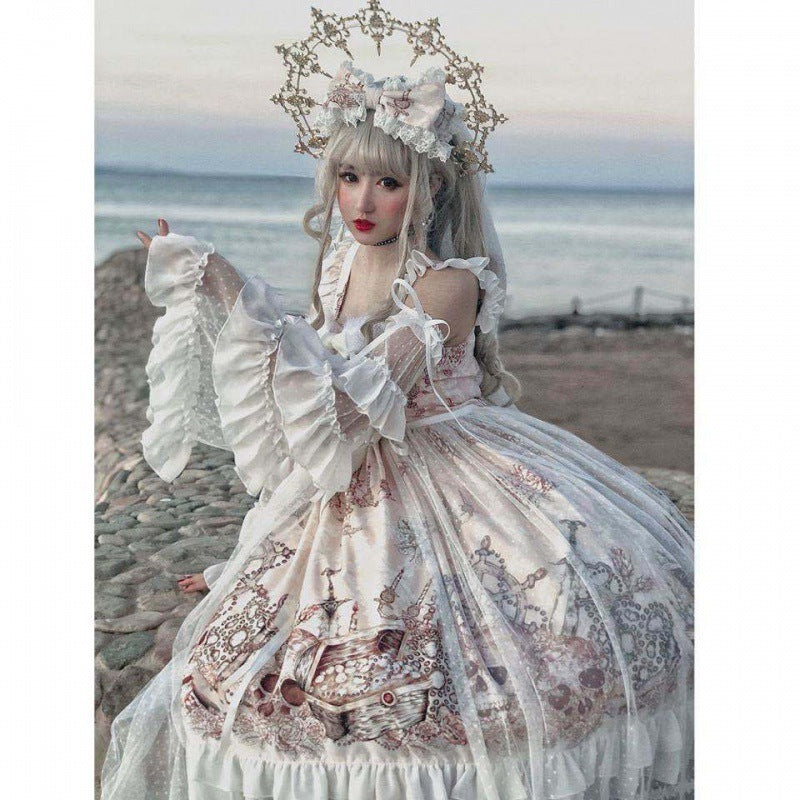 Beige Bowtied Whispers of Elegance Dress