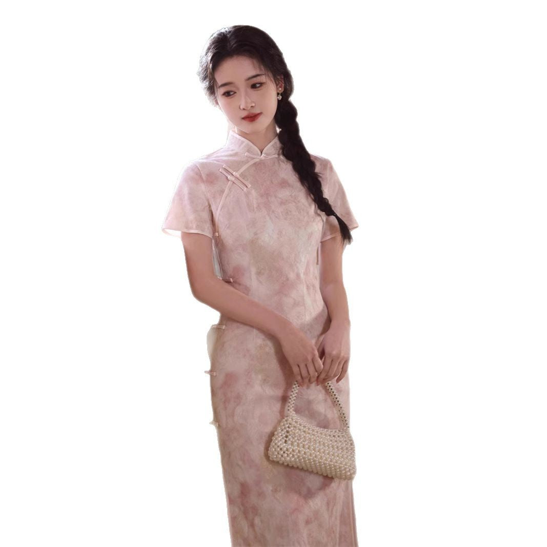 Kawaii Fashion China Dress Twilight Rose Bead Embellished Satin Elegance