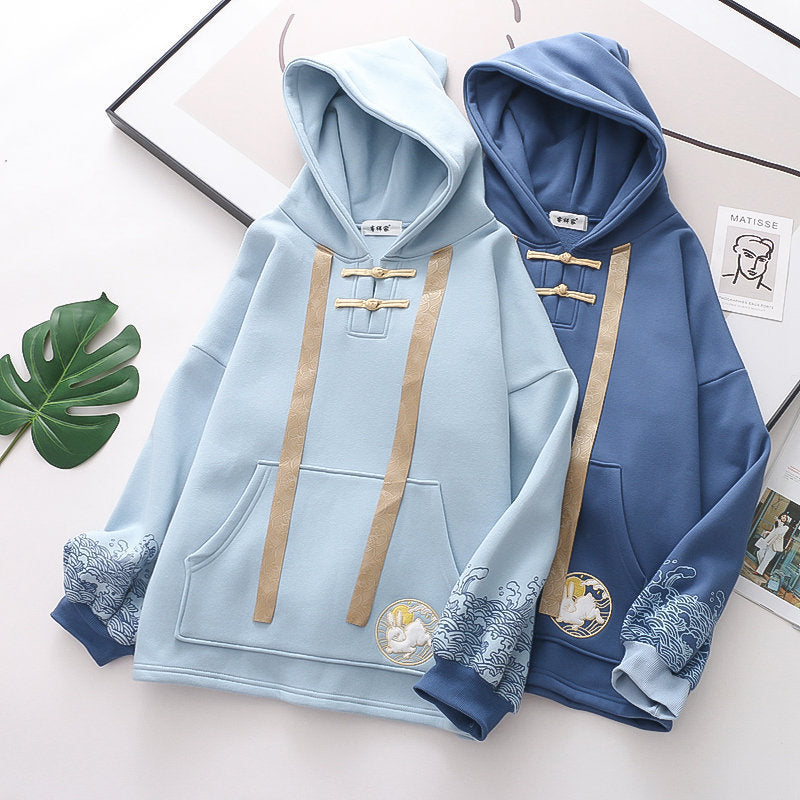 Kawaii Fashion Hoodie Whispers of Blue Cotton Blossom Top