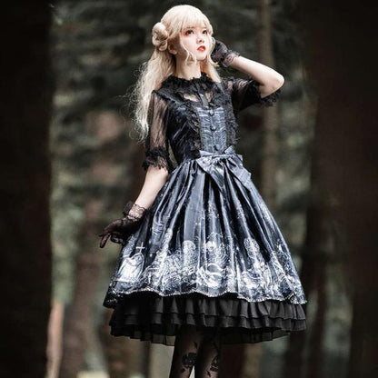 Kawaii Fashion Goth Dress Whispers of Frosted Moonlight Dress