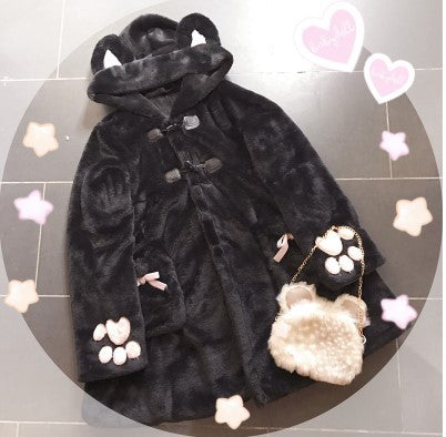 Kawaii Fashion Coat Whimsical Cloud-Kissed Velvet Overcoat