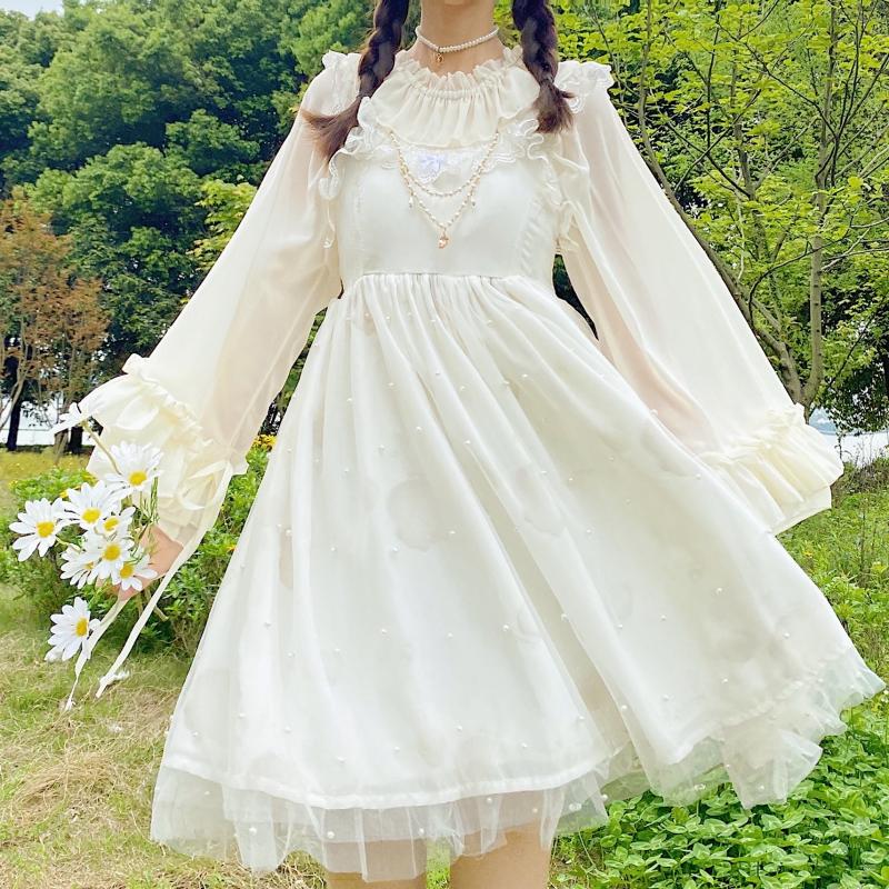 Lolita Chiffon See-through Thin Inner Long-sleeved Top Women's