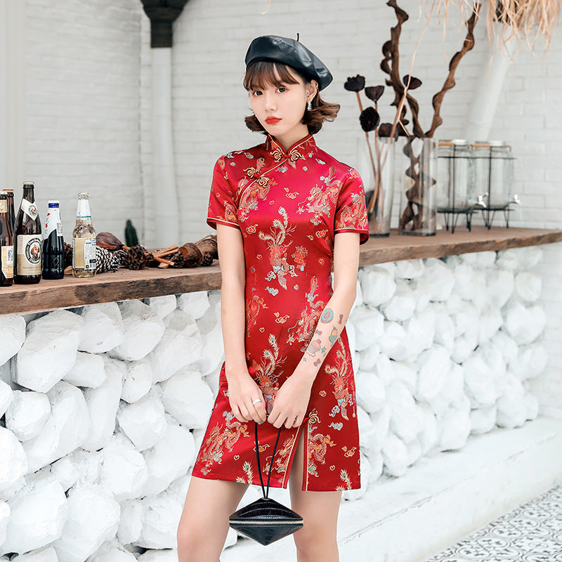 Kawaii Fashion China Dress Soft Lotus Charm Brocade Dress