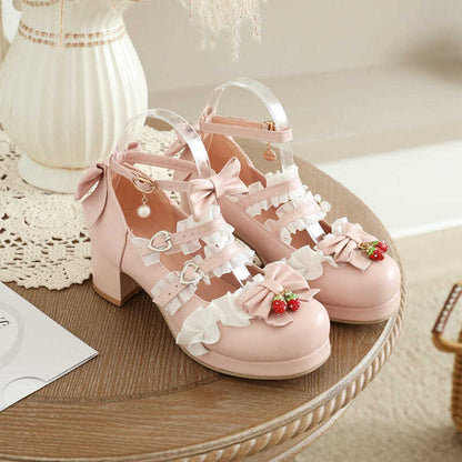 Kawaii Fashion Shoes Velvet Whisper Buckle Heels