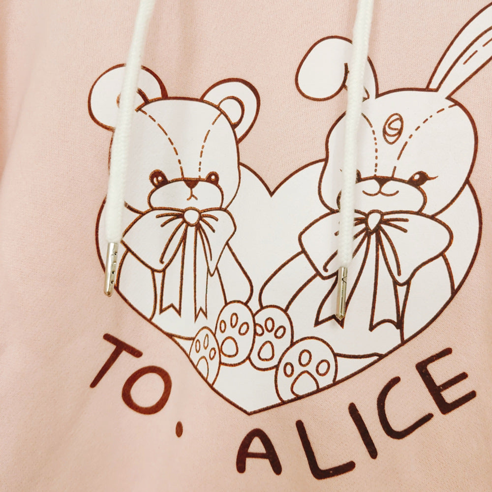 kawaii fashion cute bunny print and cashmere sweater