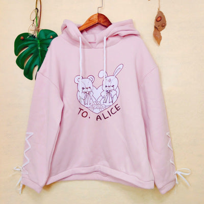 kawaii fashion cute bunny print and cashmere sweater