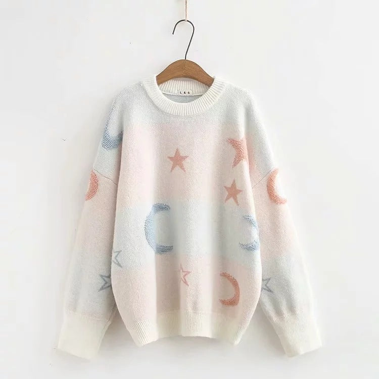Kawaii Fashion Sweater Clover Knits and Lavender Dreams Sweater