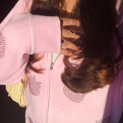 Kawaii Fashion Hoodie Blush Geometric Dreamscape Jacket