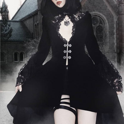 Sexy  Style Retro Lace Stitching Dress
