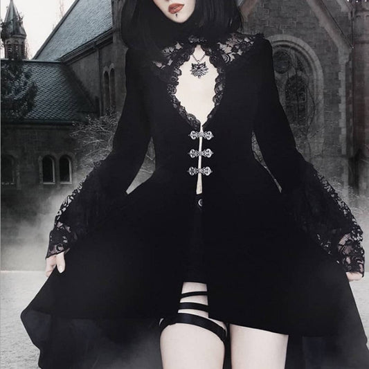 Sexy  Style Retro Lace Stitching Dress