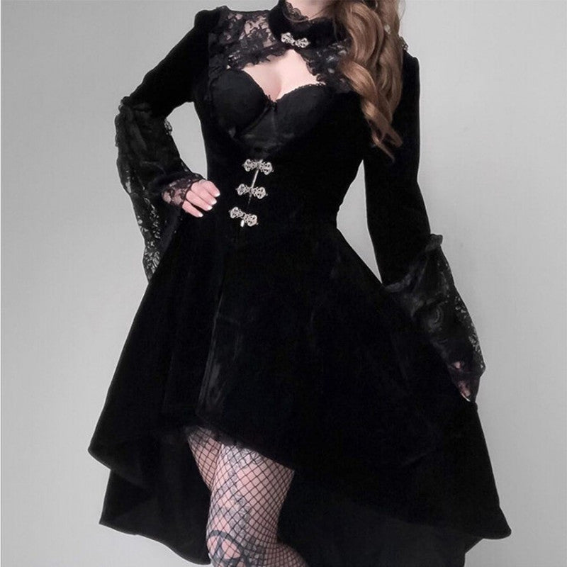 Sexy  Style Retro Lace Stitching Dress