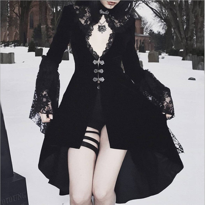 Sexy  Style Retro Lace Stitching Dress