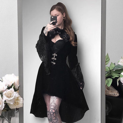 Sexy  Style Retro Lace Stitching Dress