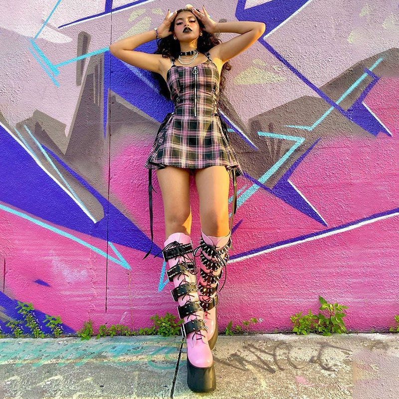 Kawaii Fashion Punk Dress Whimsical Cherry Blossom Chiffon Dress