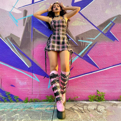 Kawaii Fashion Punk Dress Whimsical Cherry Blossom Chiffon Dress