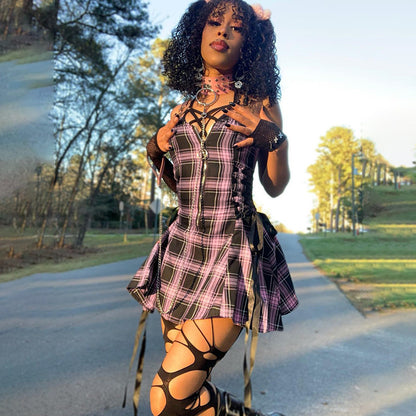 Kawaii Fashion Punk Dress Whimsical Cherry Blossom Chiffon Dress