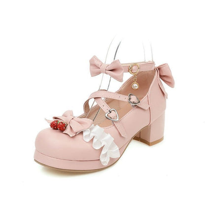 Kawaii Fashion Shoes Whimsical Bowtied Dreamscape Heels