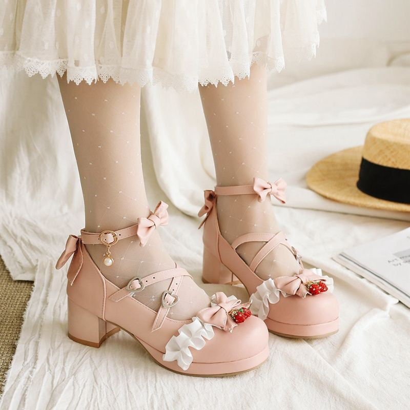 Kawaii Fashion Shoes Whimsical Bowtied Dreamscape Heels