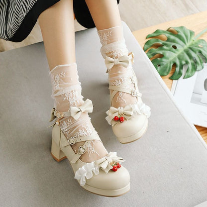 Kawaii Fashion Shoes Whimsical Bowtied Dreamscape Heels