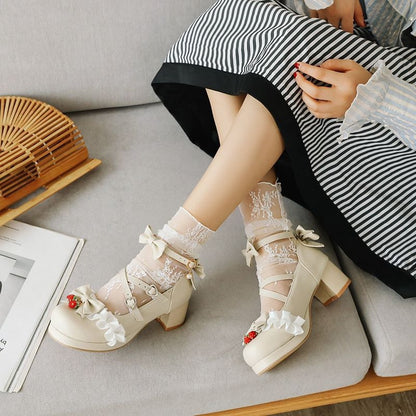 Kawaii Fashion Shoes Whimsical Bowtied Dreamscape Heels
