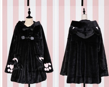 Kawaii Fashion Coat Whimsical Cloud-Kissed Velvet Overcoat