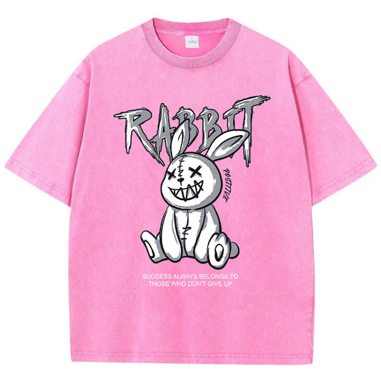 Cute Rabbit Print T-Shirt in Breathable Chenille