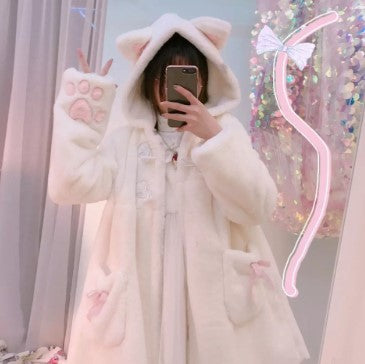 Kawaii Fashion Coat Whimsical Cloud-Kissed Velvet Overcoat