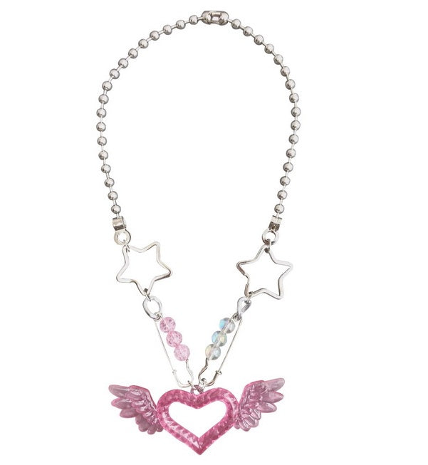 Kawaii fashion accessory whimsical heartstrings pendant necklace