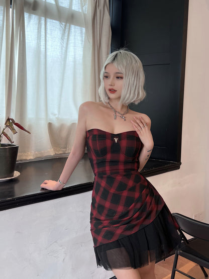 Kawaii Fashion Punk Dress Crimson Whisper Collage Mini Dress