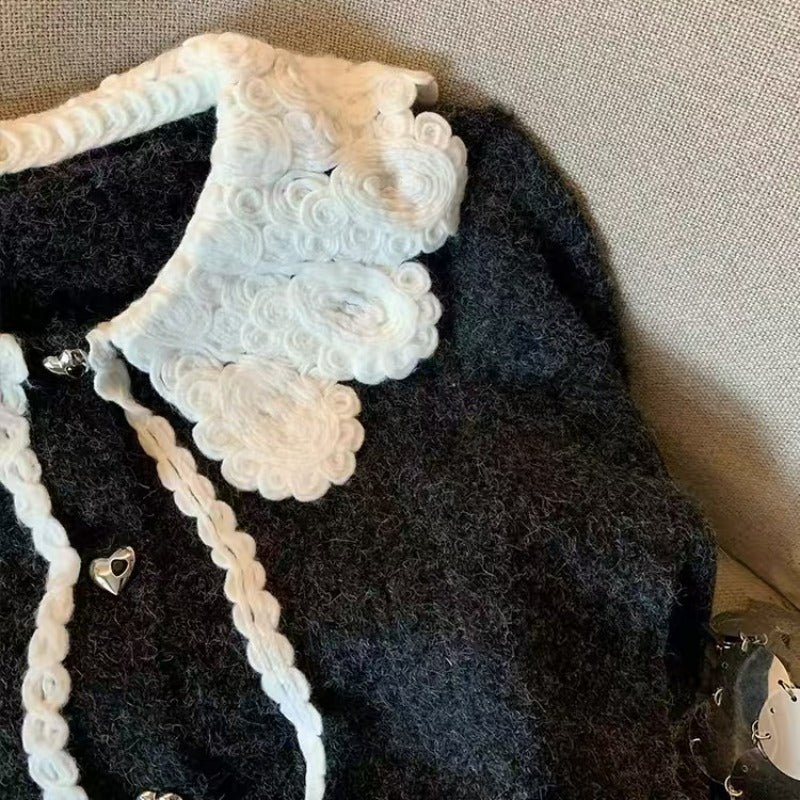 Kawaii Fashion Sweater Midnight Whisper Cardigan of Velvet Dreams