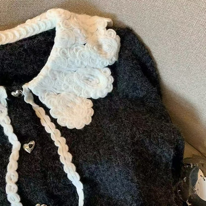 Kawaii Fashion Sweater Midnight Whisper Cardigan of Velvet Dreams