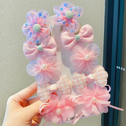 Kawaii Fashion Whimsical Blossom Bow Hair Accessory Ensemble