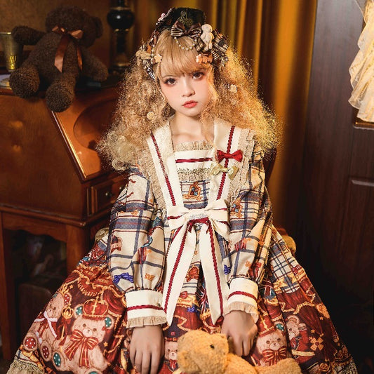 Crimson Whispers Bubble Sleeve Enchantment Dress