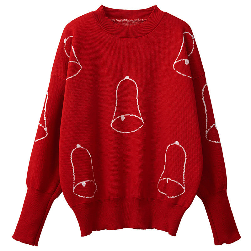 Kawaii Fashion Sweater Crimson Snowflake Bow Whimsy Sweater