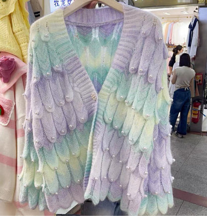Kawaii Fashion Sweater Whimsical Dreamscape Gradient Cardigan